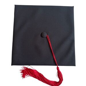 Black Graduation Cap with Red Tassel